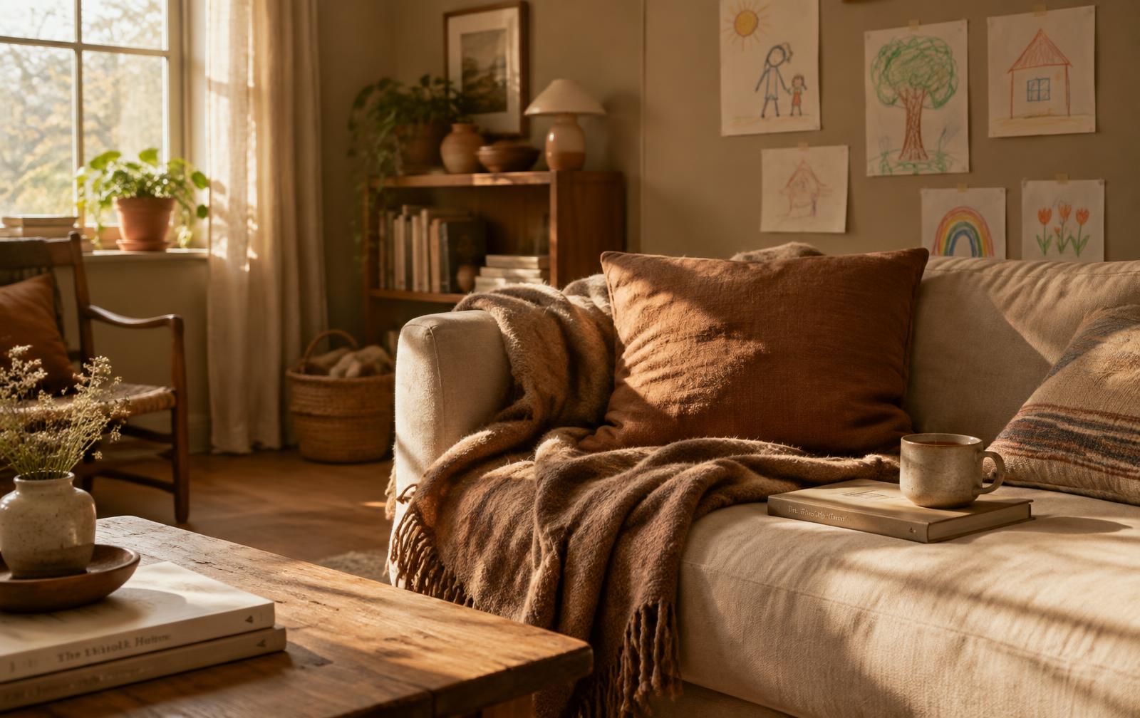 Salón tranquilo con luz de tarde